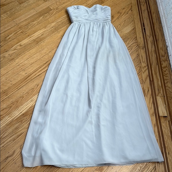 Revelry Strapless Chiffon Gown Sz 4 Light Grey Bridesmaid Formal Dress